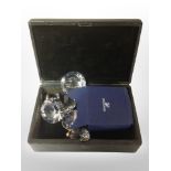 A vintage jewellery box containing crystals including Swarovski pieces.