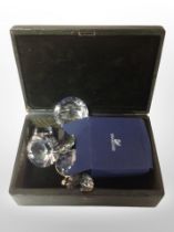 A vintage jewellery box containing crystals including Swarovski pieces.