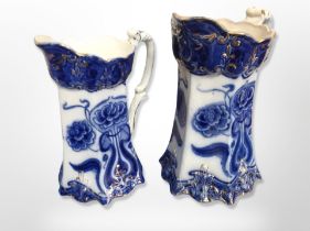 A graduated set of graduated blue and white transfer printed Trent Pottery jugs,