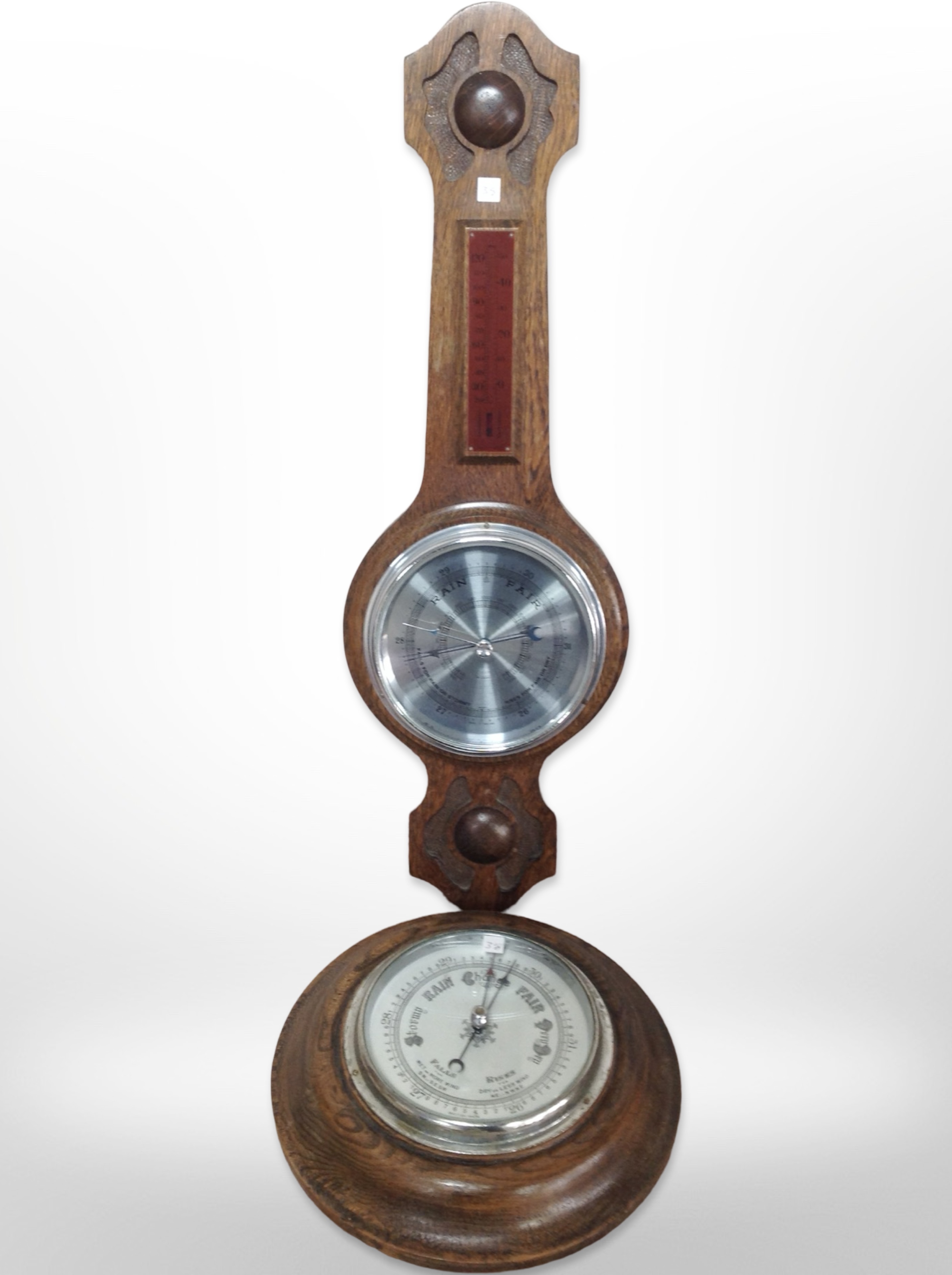 An oak banjo barometer,