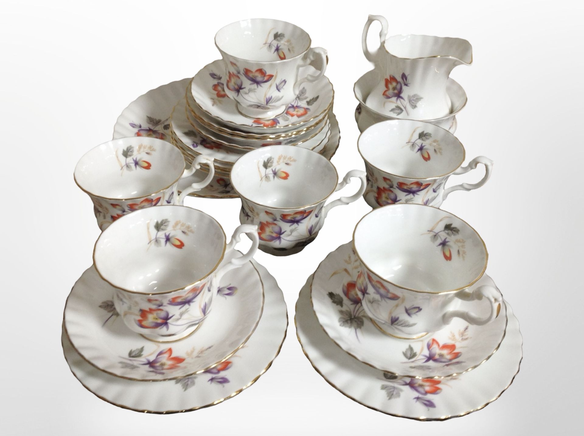 21 pieces of Royal Albert tea china decorated with floral sprays,