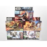Five Hasbro Disney Star Wars figures including Wampa, Swoop Bike, etc., boxed.
