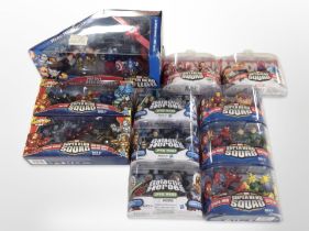 11 Hasbro and other figurines including Iron Man, Superhero Squad, Star Wars, etc., boxed.