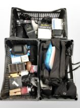 A quantity of vintage and later cameras, related accessories, camera bags, etc.