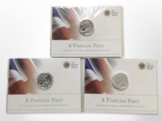 Three Royal Mint George and the Dragon 2013 £20 fine silver coins, each weight 15.71g.