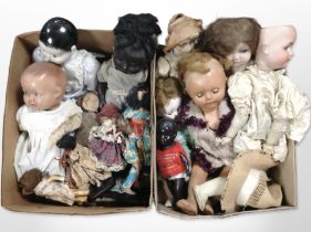 A collection of antiquarian/vintage dolls including porcelain-headed example by Simon and Halbig,