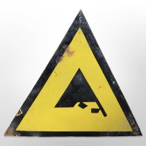 An enamelled hazard sign,