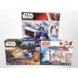 Three Hasbro Disney Star Wars figures, Canto Bight Police Speeder, Hera Syndulla's A-Wing,