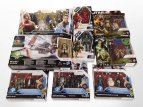 Nine Hasbro Disney Star Wars figurines and box sets, boxed.