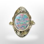 A yellow gold opal ring, size M. CONDITION REPORT: 3g.