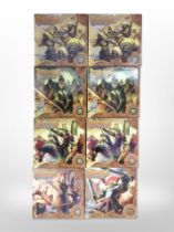 Eight Arcane Legions figurine sets including Egyptian cavalry, infantry, Han infantry,
