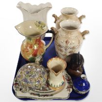 A pair of Crown Devon Fieldings vases, an Arthur Wood Art Deco vase, other ceramics,