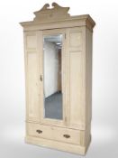 A stripped pine single door wardrobe by Robson & Sons Newcastle 117 cm wide x 58 cm deep x 231 cm