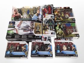 Nine Hasbro Disney Star Wars figurines and box sets, boxed.