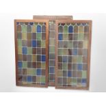 Three 20th century wooden framed stained glass cabinet doors,