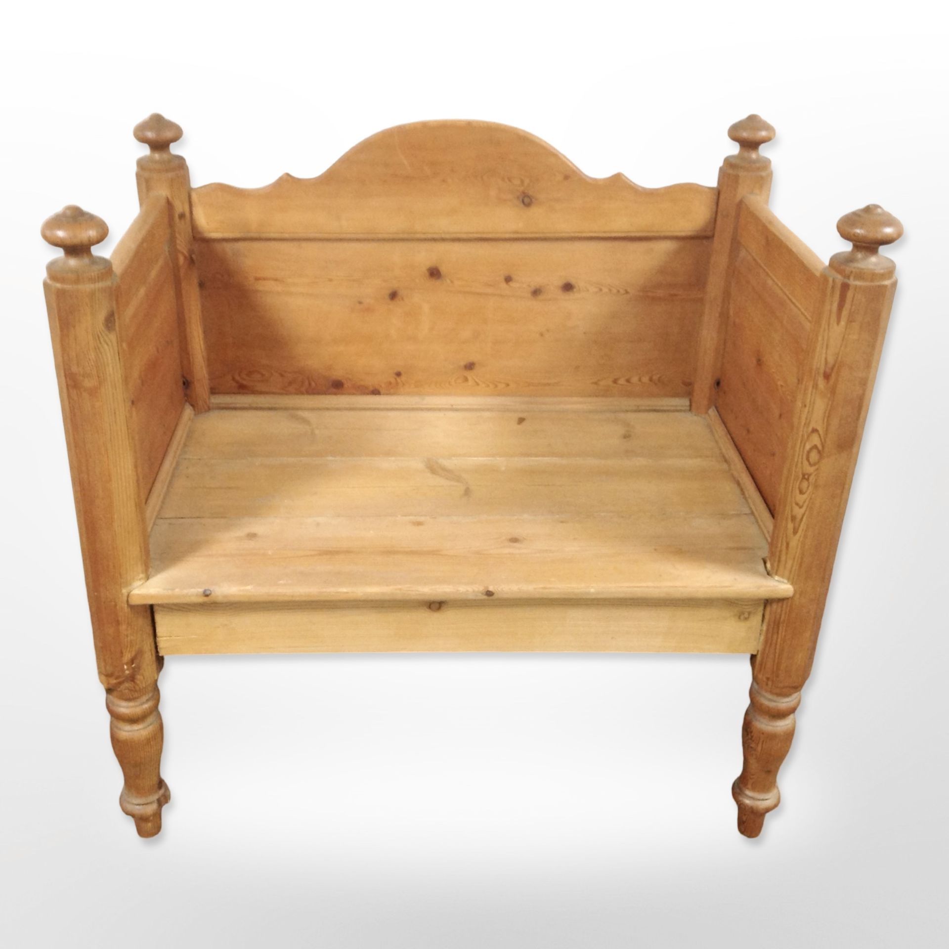 An early 20th century pine open chair,