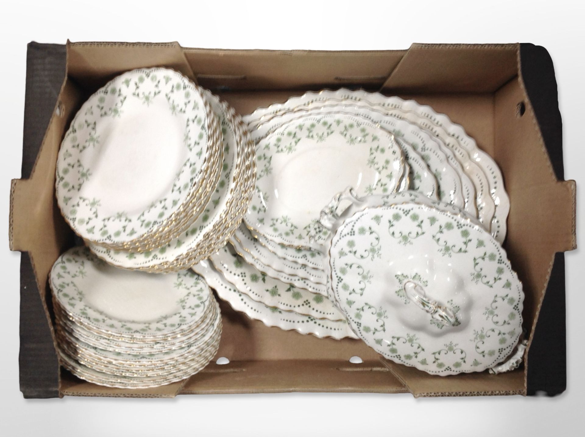A collection of W H Gaindley and Co. berlin patterned dinner wares.