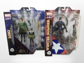 Two Marvel Select figures - Loki and The Winter Soldier,