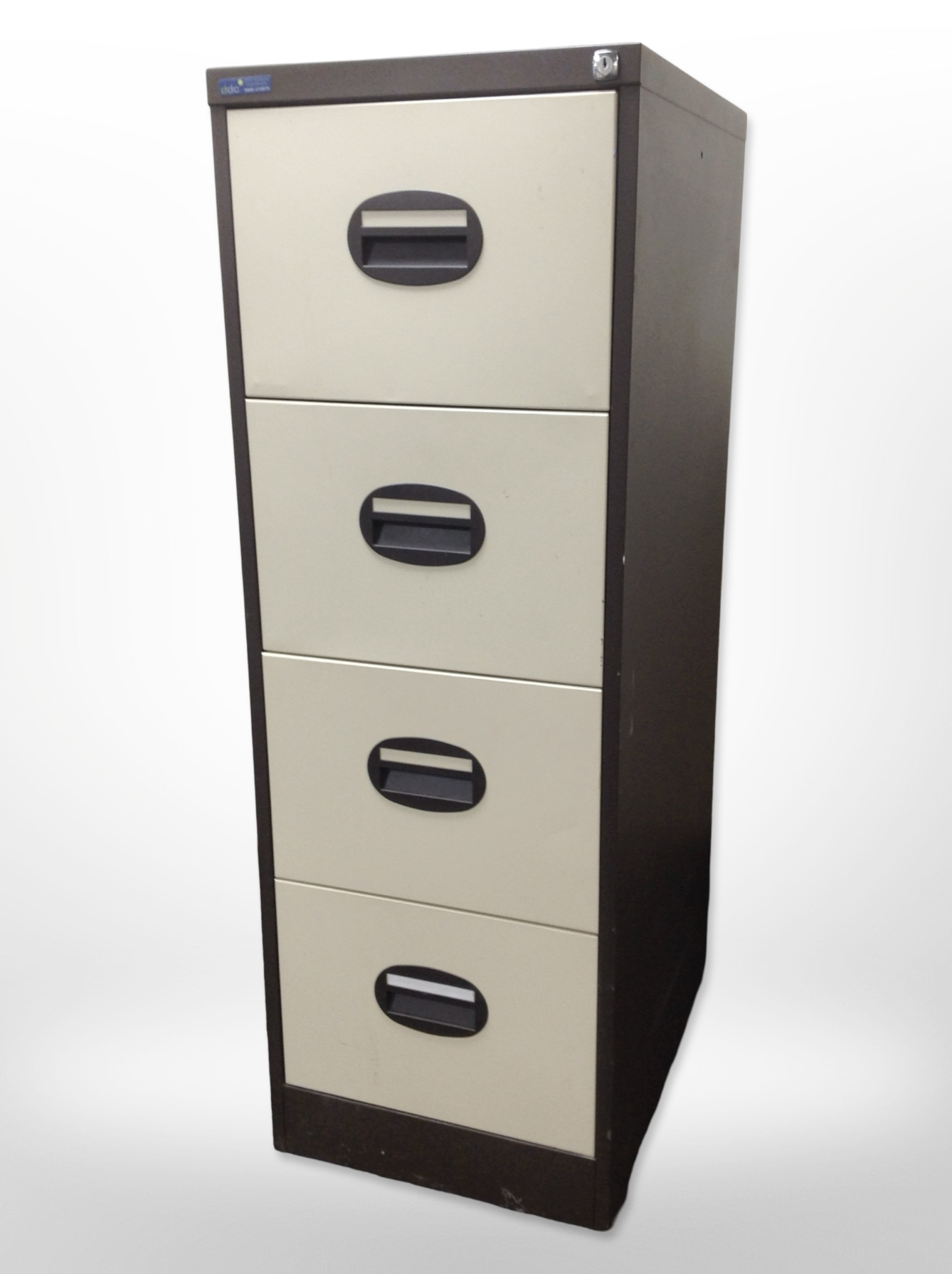 A four drawer office filing cabinet,