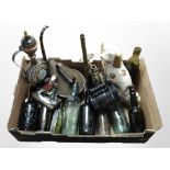 Antique bottles, Eastern enamelled coffee pot, brass horn,