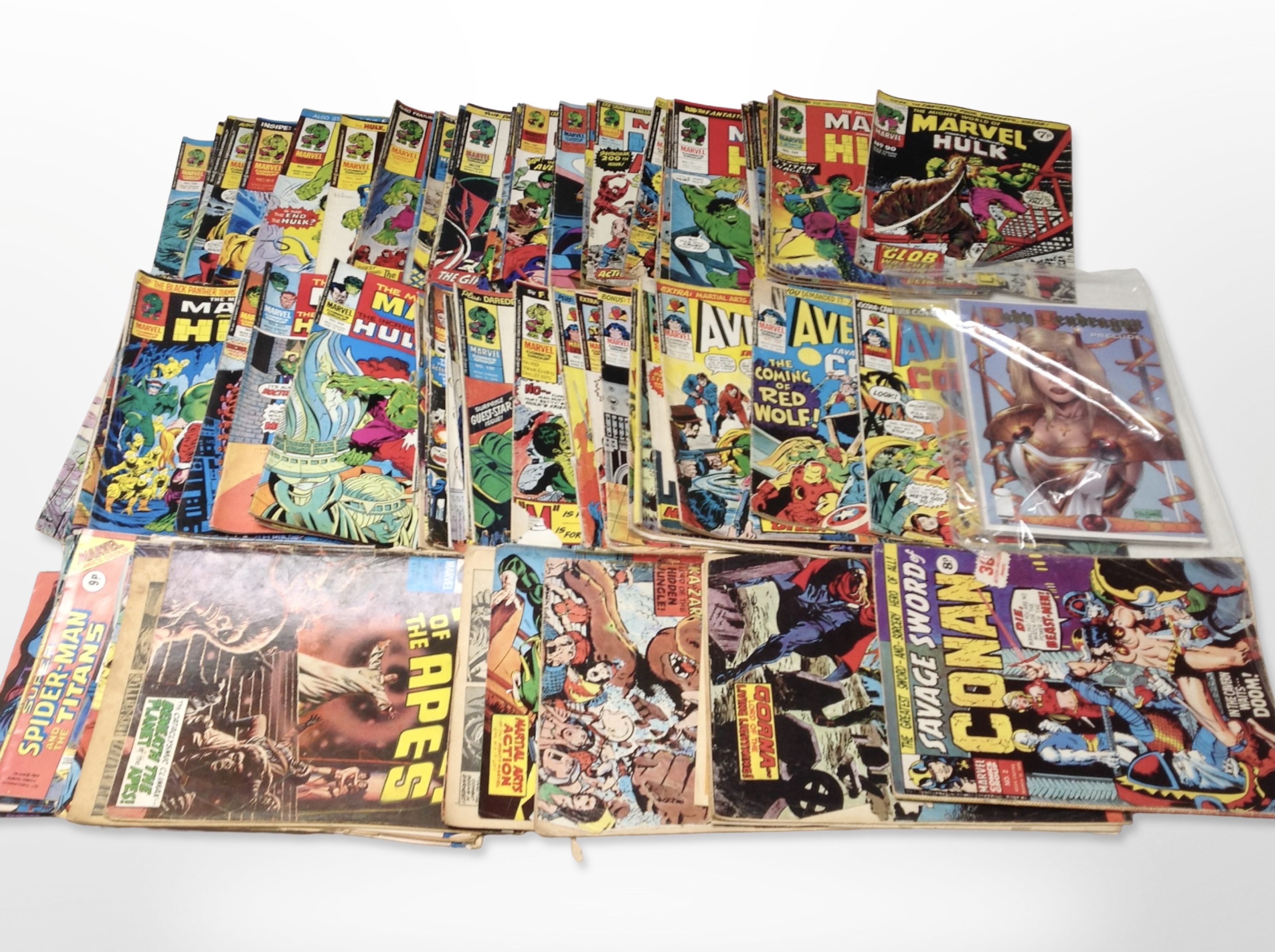 A collection of 1970s and later British Marvel comics, together with five Lady Pendragon comics,