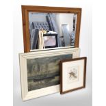 A contemporary pine framed mirror,