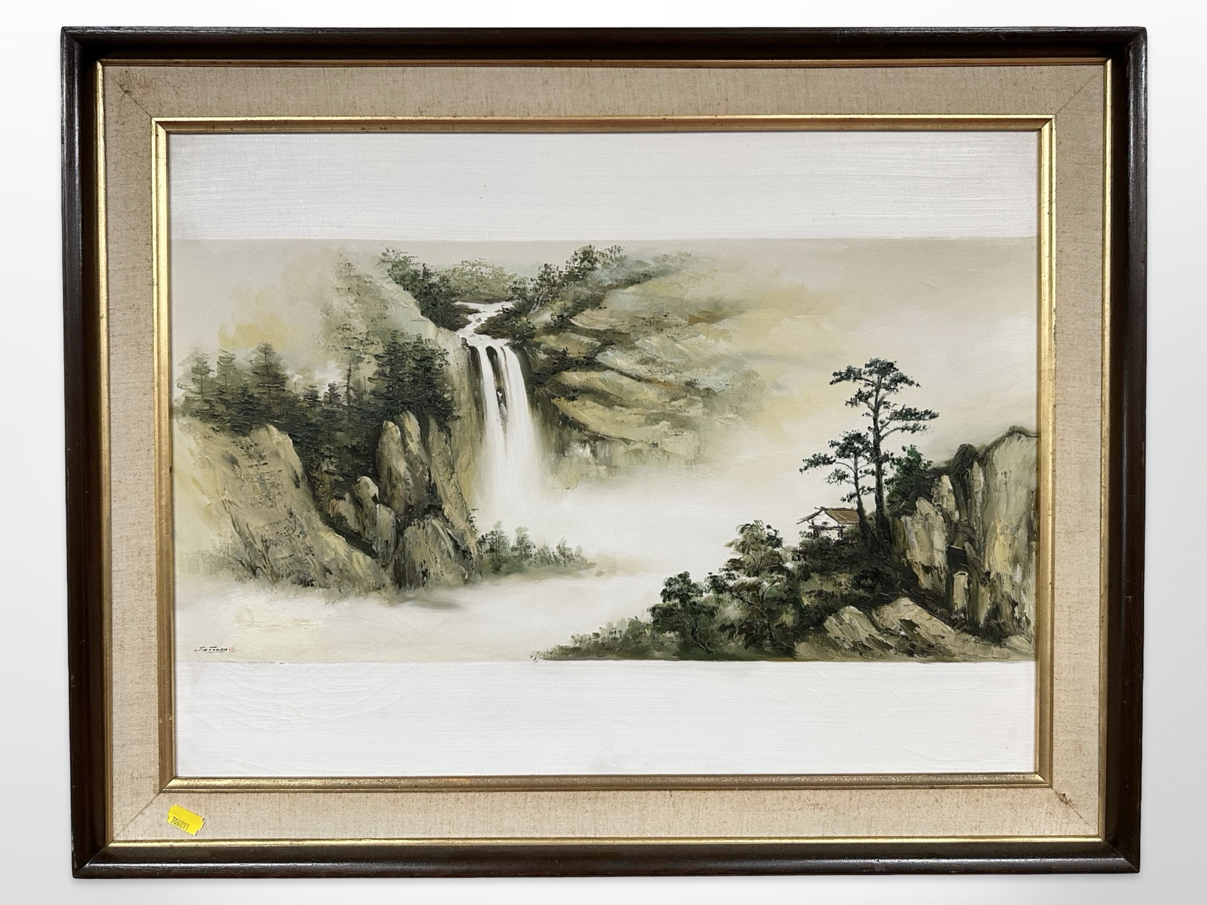 Jim Tyany : Study of a waterfall, oil on canvas, 60cm x 44cm.