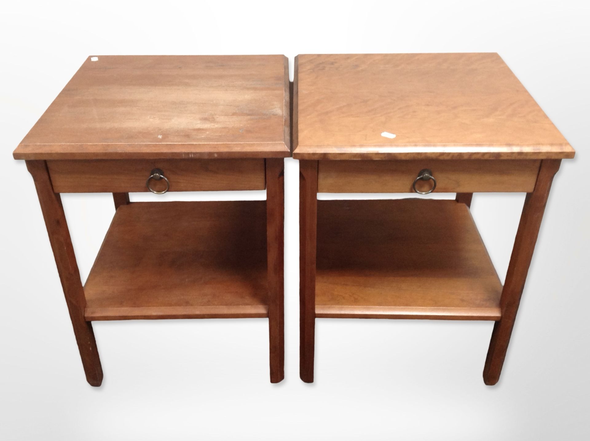 A pair of reproduction single drawer lamp tables,