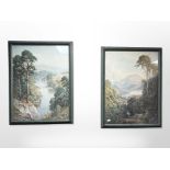 After Sutton Palmer : A pair of colour prints depicting valley landscapes, each 51cm x 67cm.