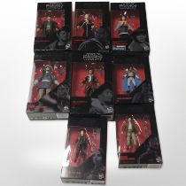 Eight Hasbro Star Wars The Black Series figurines, boxed.