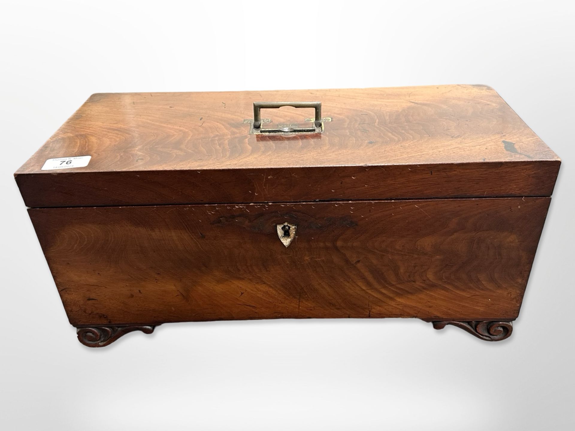 A Victorian mahogany box, width 46cm.