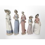 Five Nao figures of ladies, tallest 32cm.