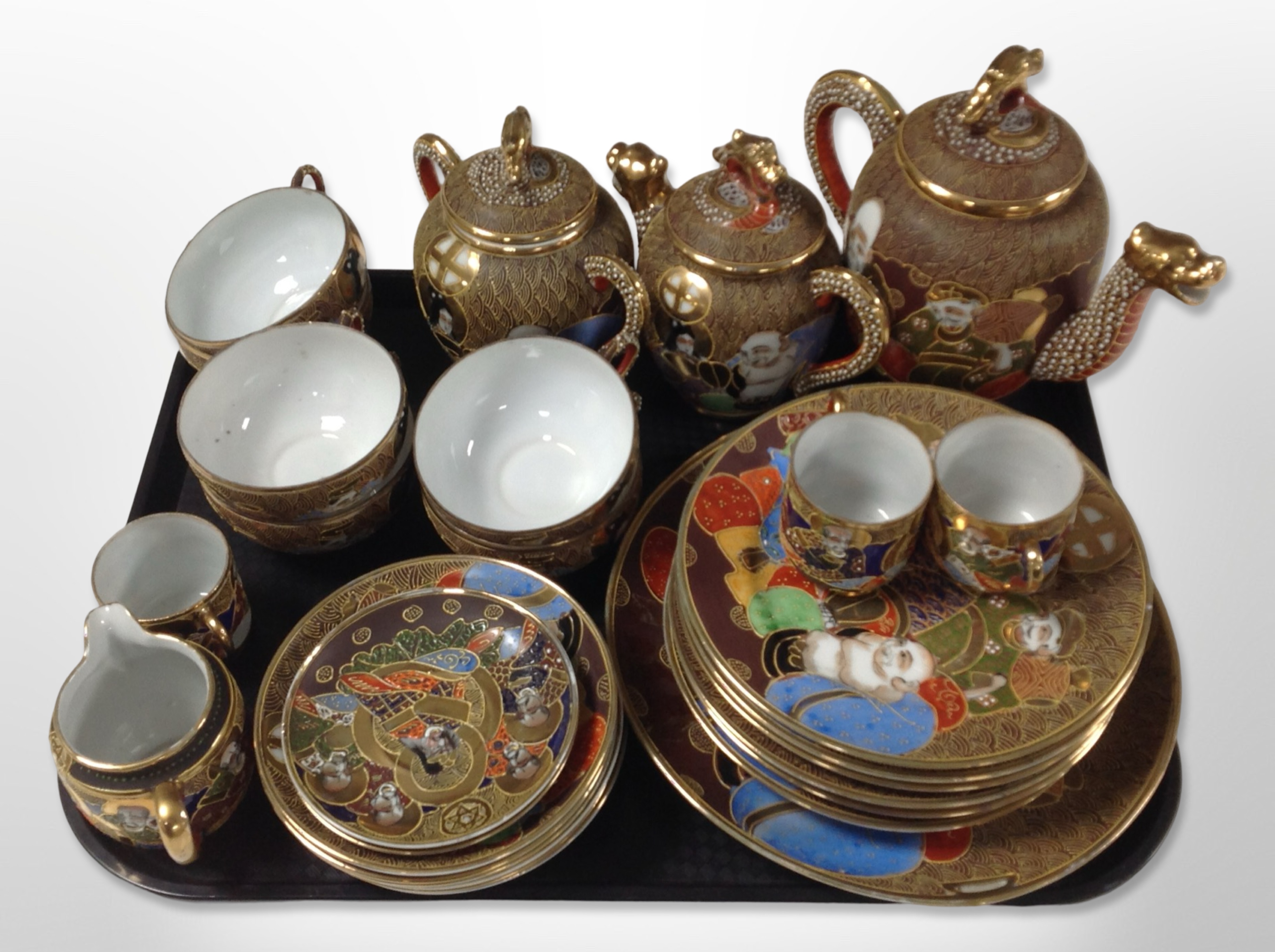 Twenty eight pieces of Japanese 20th century Satsuma tea and coffee china