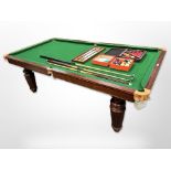 A well-constructed mahogany snooker dining table, 124cm wide x 230cm long x 80cm high,