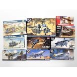 Ten Revell, Air Fix and other aircraft scale modelling kits, Star Wars X Wing fighter model,