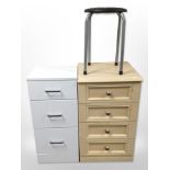Two contemporary bedside chests and a stool