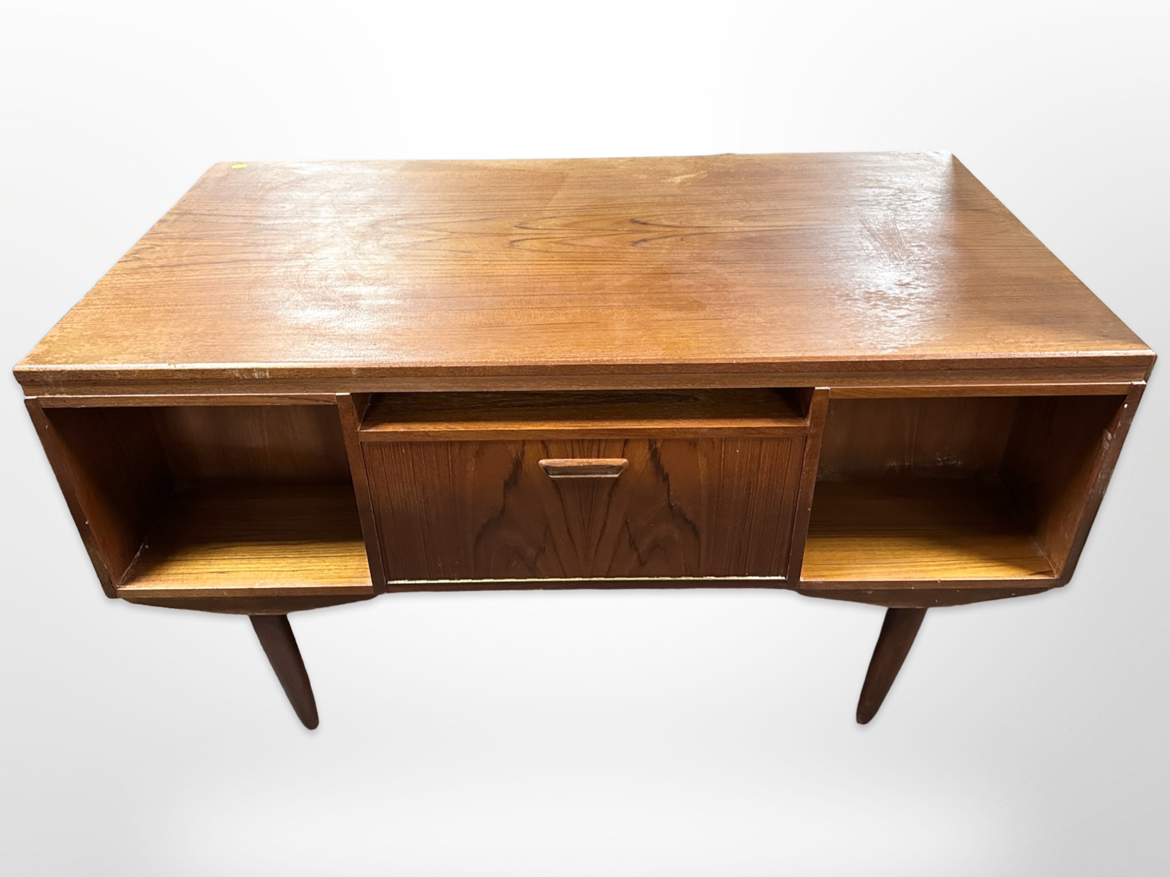 A 20th century Danish teak double sided twin-pedestal writing desk on tapered legs, - Image 2 of 2