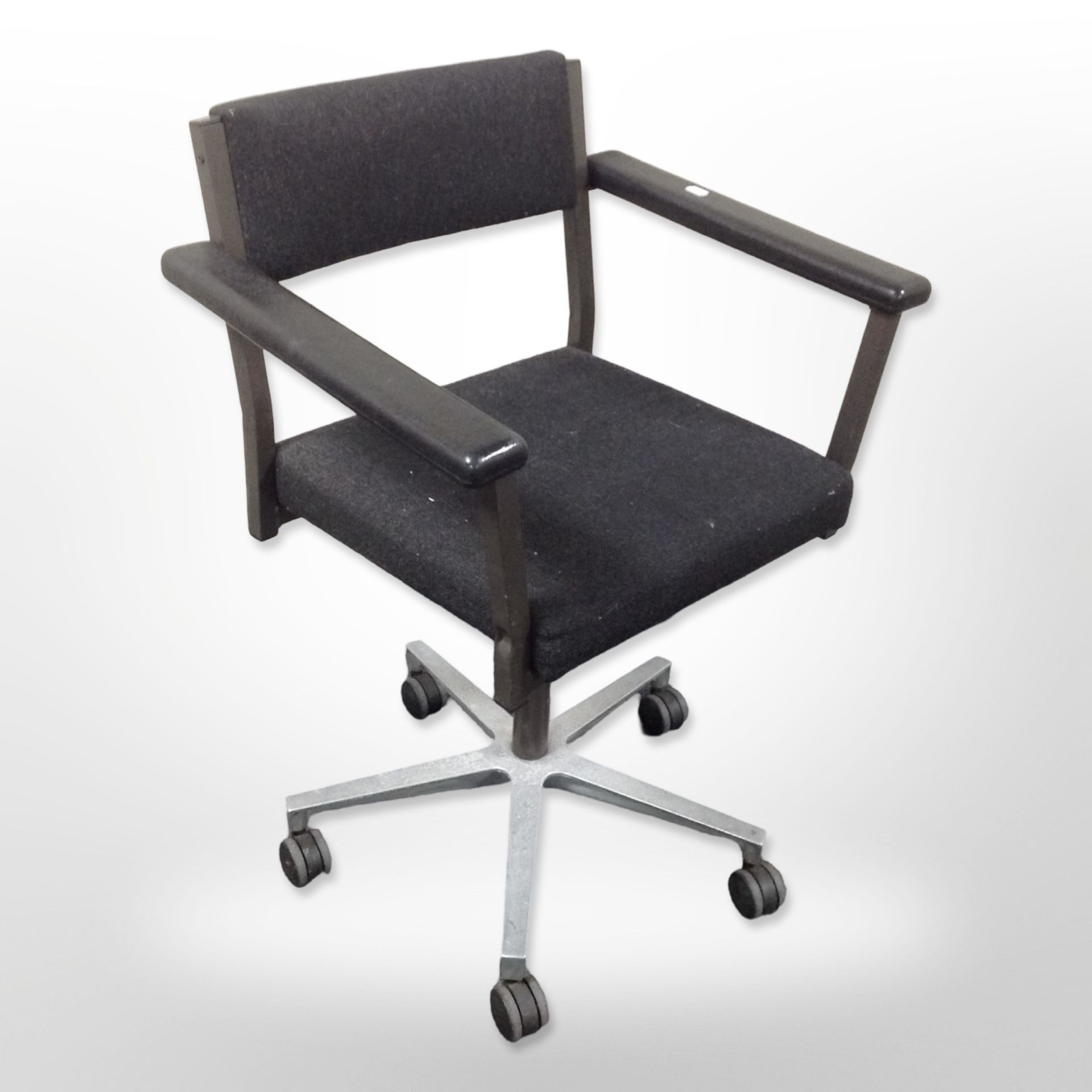 A 20th century metal framed swivel computer chair,