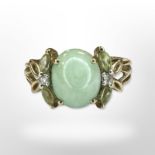 A 9ct yellow gold synthetic jade cluster ring, size N CONDITION REPORT: 3.2g.