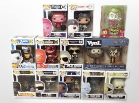 12 Funko Pop! and other figurines, including Marvel, Harry Potter, Game of Thrones, etc., boxed.