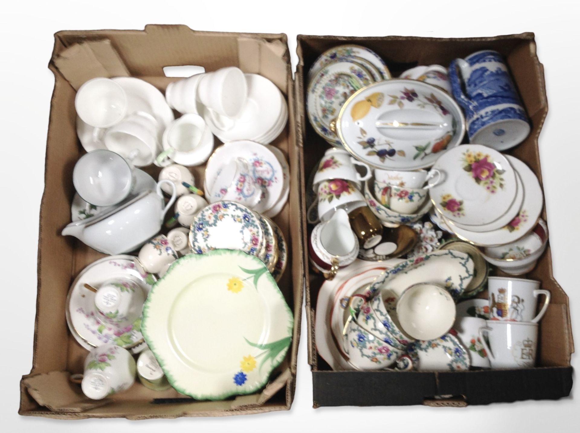 A collection of mainly tea china including Royal Cauldon Victoria, Duchess, Royal Worcester,