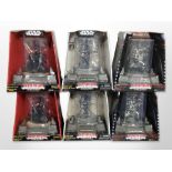Six Hasbro Star Wars Titanium Series die-cast figurines, boxed.