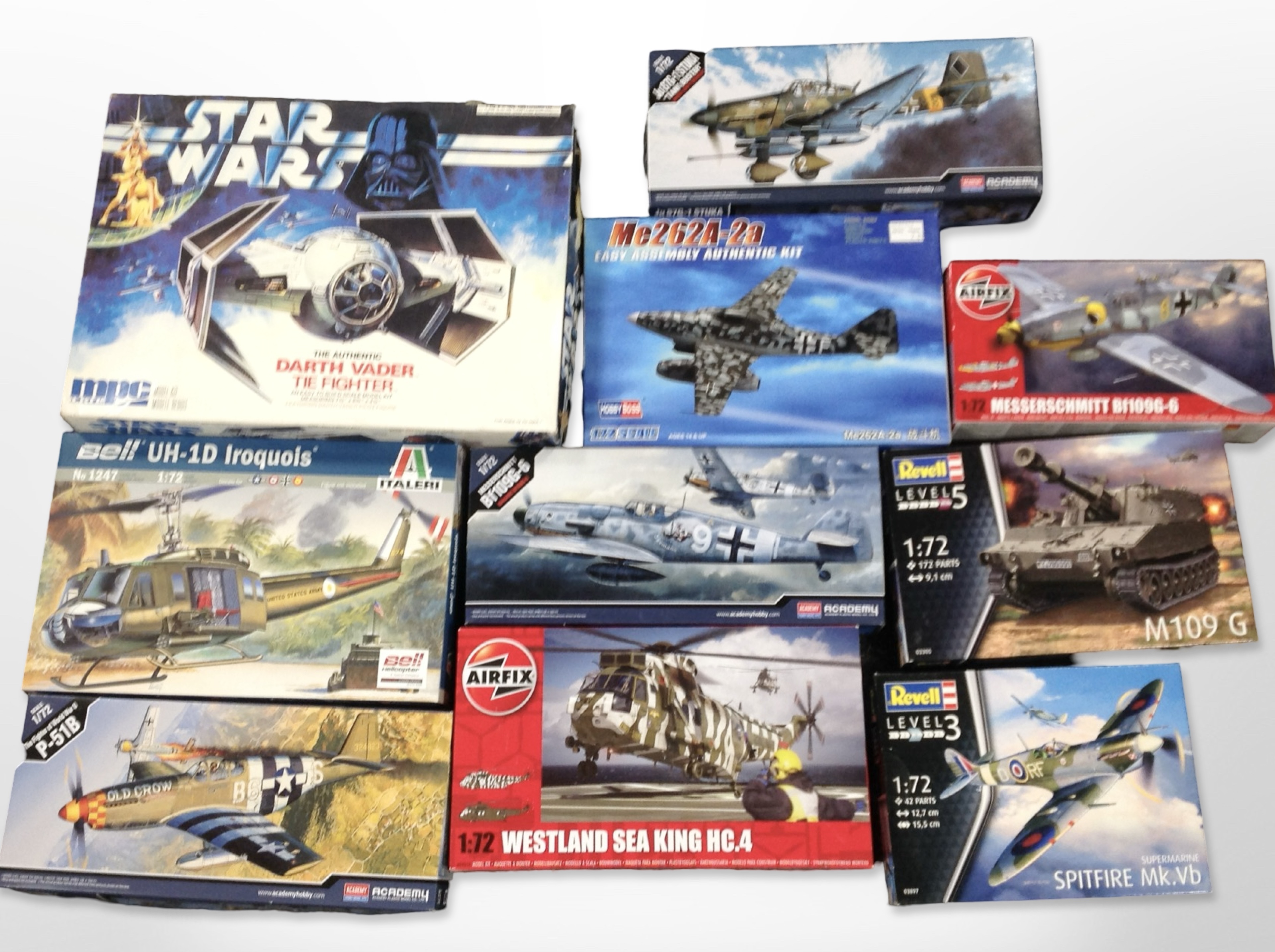 Ten Revell, Air Fix and other scale models to include military aircraft and tanks,