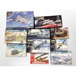 Ten Revell, Air Fix and other aircraft scale modelling kits, boxed.