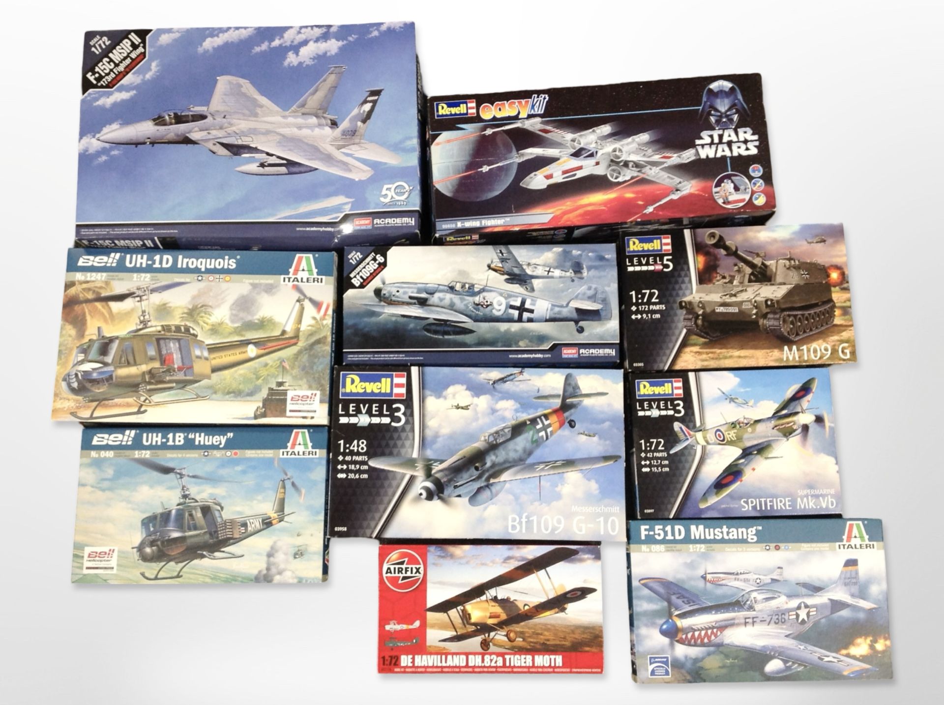 Ten Revell, Air Fix and other aircraft scale modelling kits, boxed.