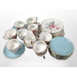 39 pieces of Aynsley floral-decorated tea china.