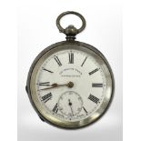 A silver pocket watch 'The Veracity watch', case stamped .935.