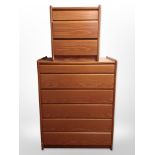 Two contemporary Scandinavian teak effect chests of drawers,