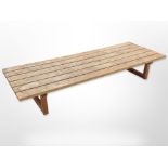 A pine low rectangular coffee table,