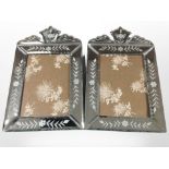 A pair of 20th century Venetian etched and bevelled glass picture frames,